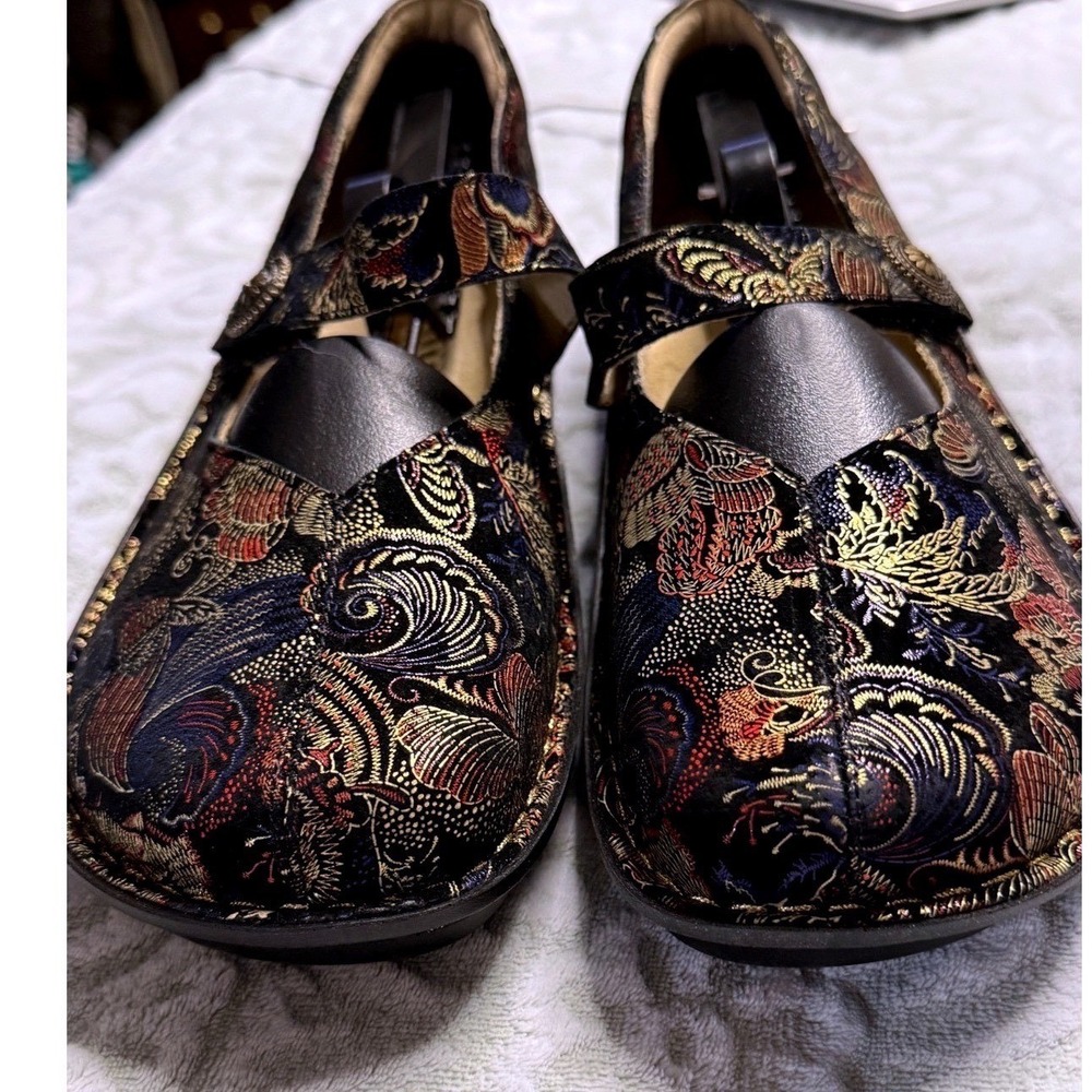 Alegria Size 11 EU 41 Mary Jane Tapestry Metallic Floral Cottagecore Rare Shoes